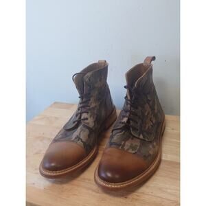 Taft Camouflage Leather Cap-Toe Boots Lace-Up Military Combat Style US 10 EU 43